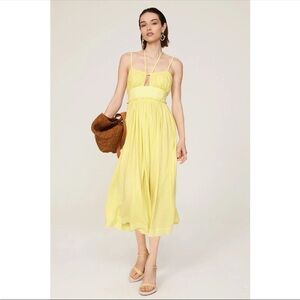 *flawed* Ulla Johnson Freya Yellow Midi Dress 100% cotton - Size 6 RTR